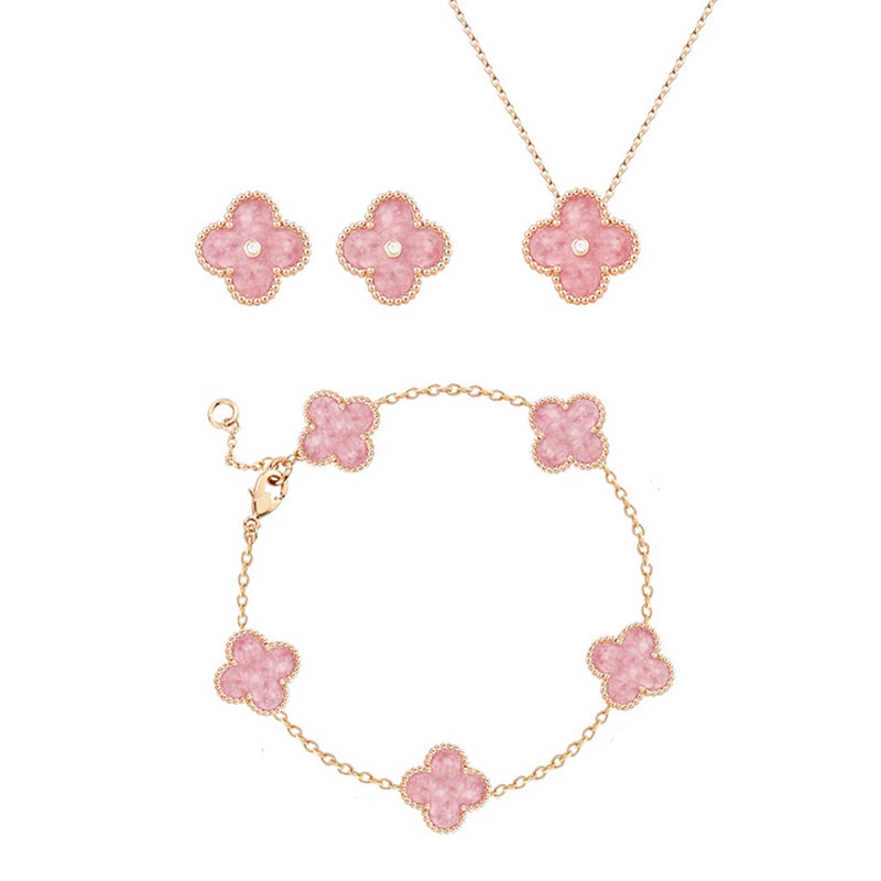 Pink Diamond Clover Necklace