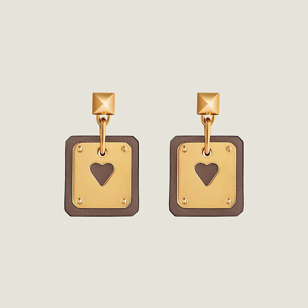 18K As De Coeur Brown H Earrings