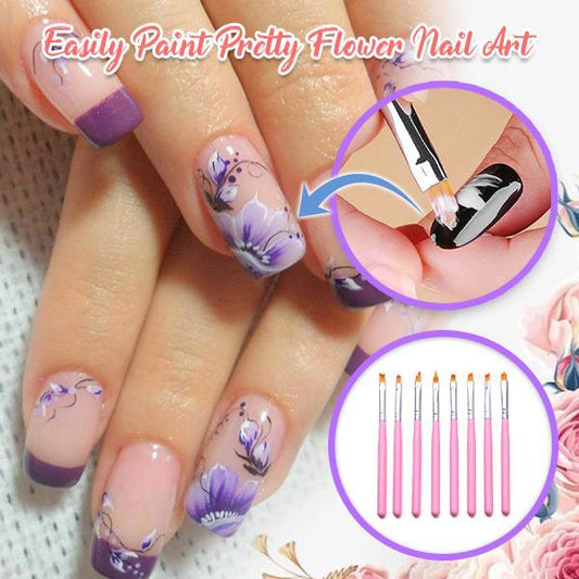 Flower Nail Art Brush Pens (8pcs)